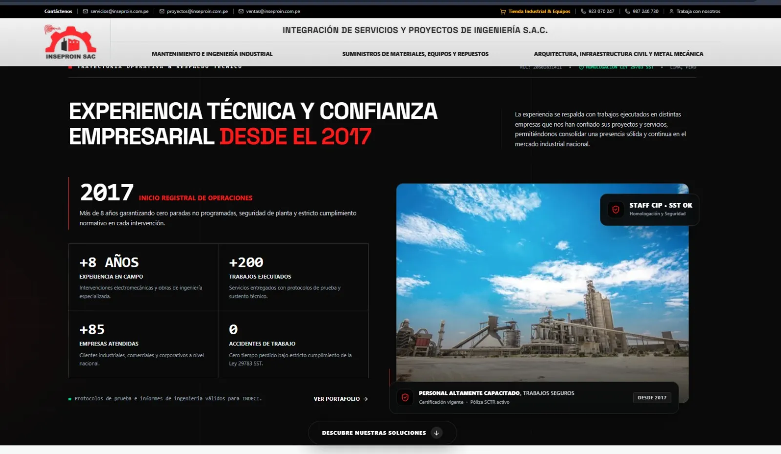 Plataforma corporativa de INSEPROIN